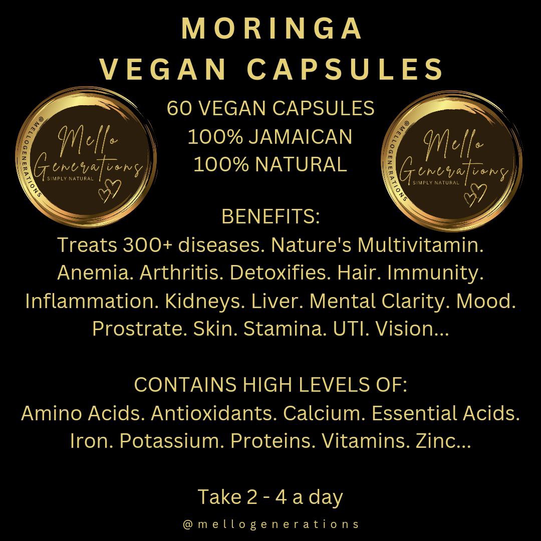 1 PACK | 60 MORINGA VEGAN CAPSULES |  100% JAMAICAN